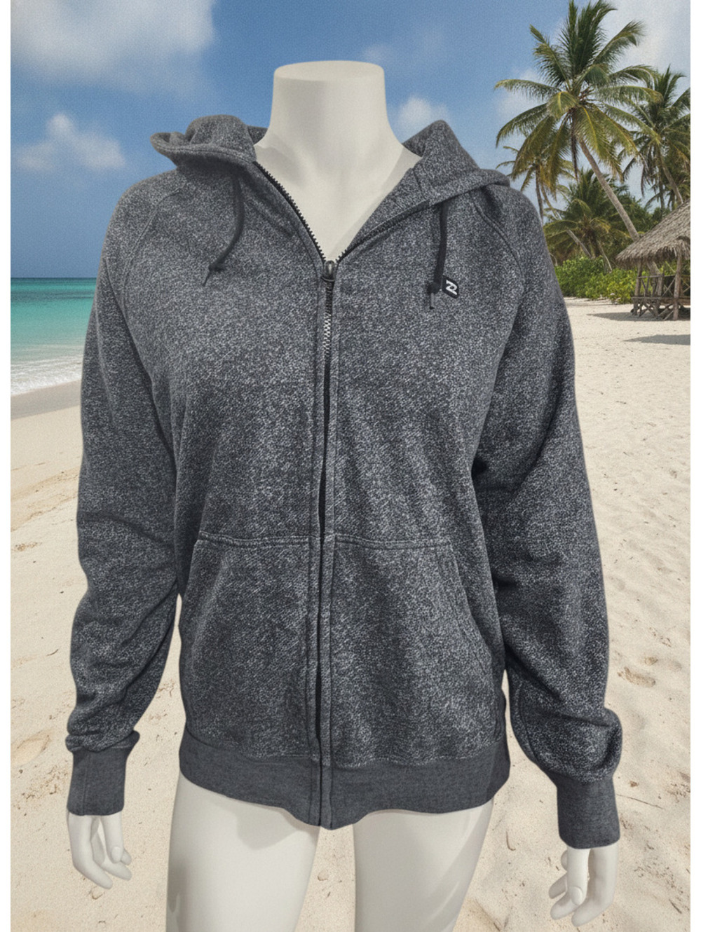 Billabong Men's Large Gray Full Zip Hoodie Sweatshirt